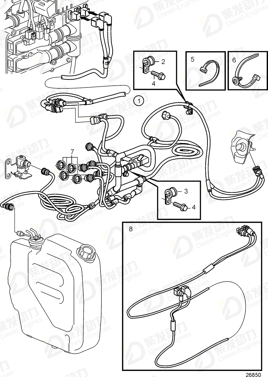 volvo penta Wiring harness, extension cable 21932800 Drawing volvo penta Wiring harness, extension cable 21932800 Drawing
